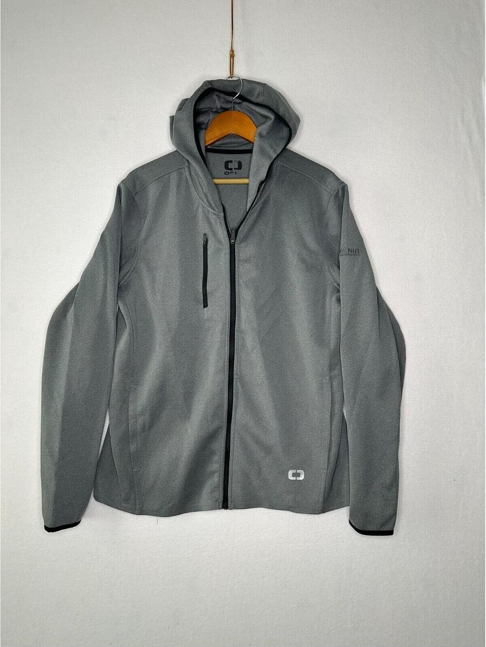 OGIO Gray Full Zip Lightweight Jacket Men's No Size Tag Measurements Equal Large